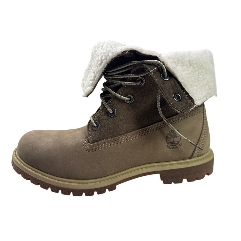 Timberland Roll Top Boots Womens 7 M Light‎ Brown Nubuck Warm Lined Fleece WP